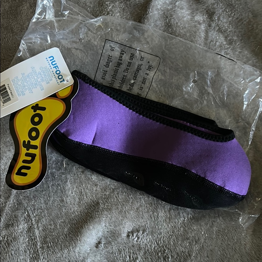 Nufoot Purple and Black Slippers Sz Large NEW